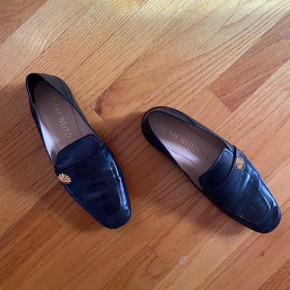 Stuart Weitzman black leather loafers Womens US 8